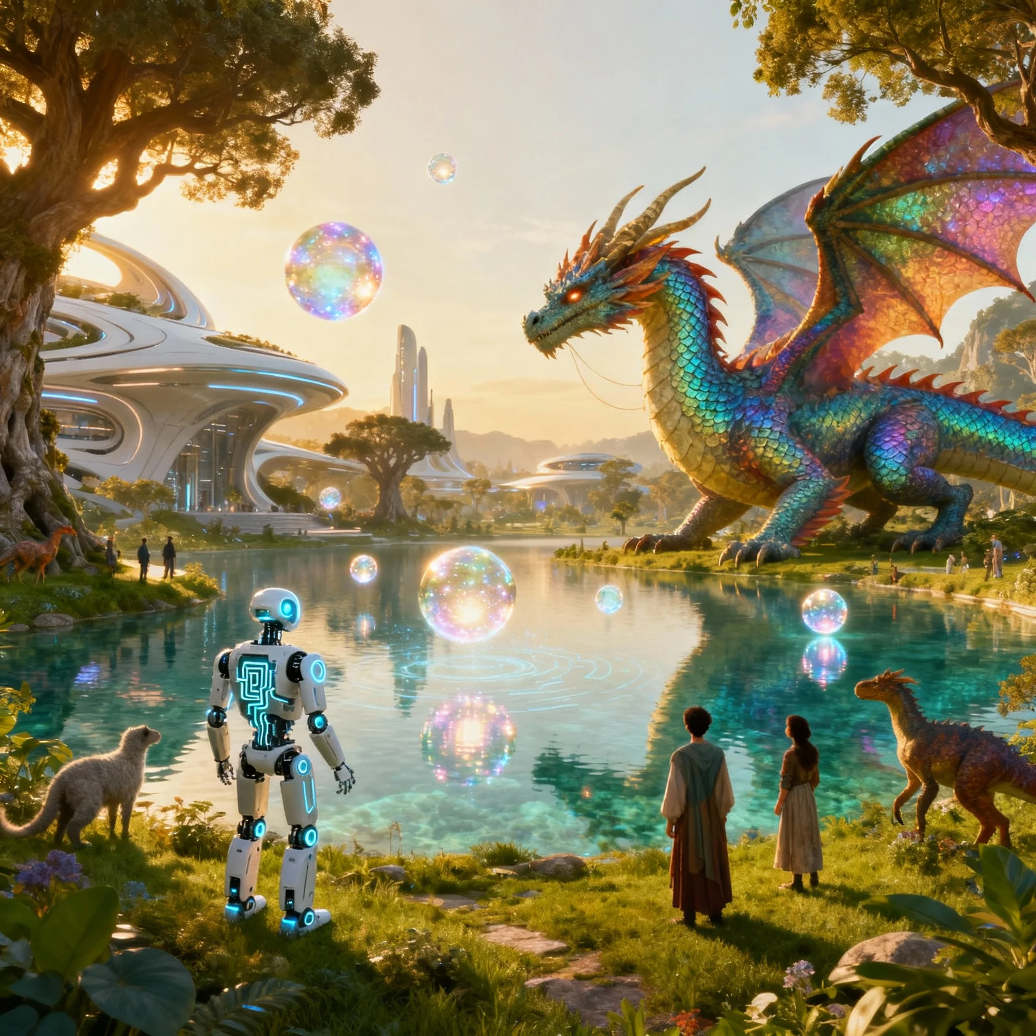 Elara, Starweave Guardian, fractal artwork depicting playful perspective shifts and wonder