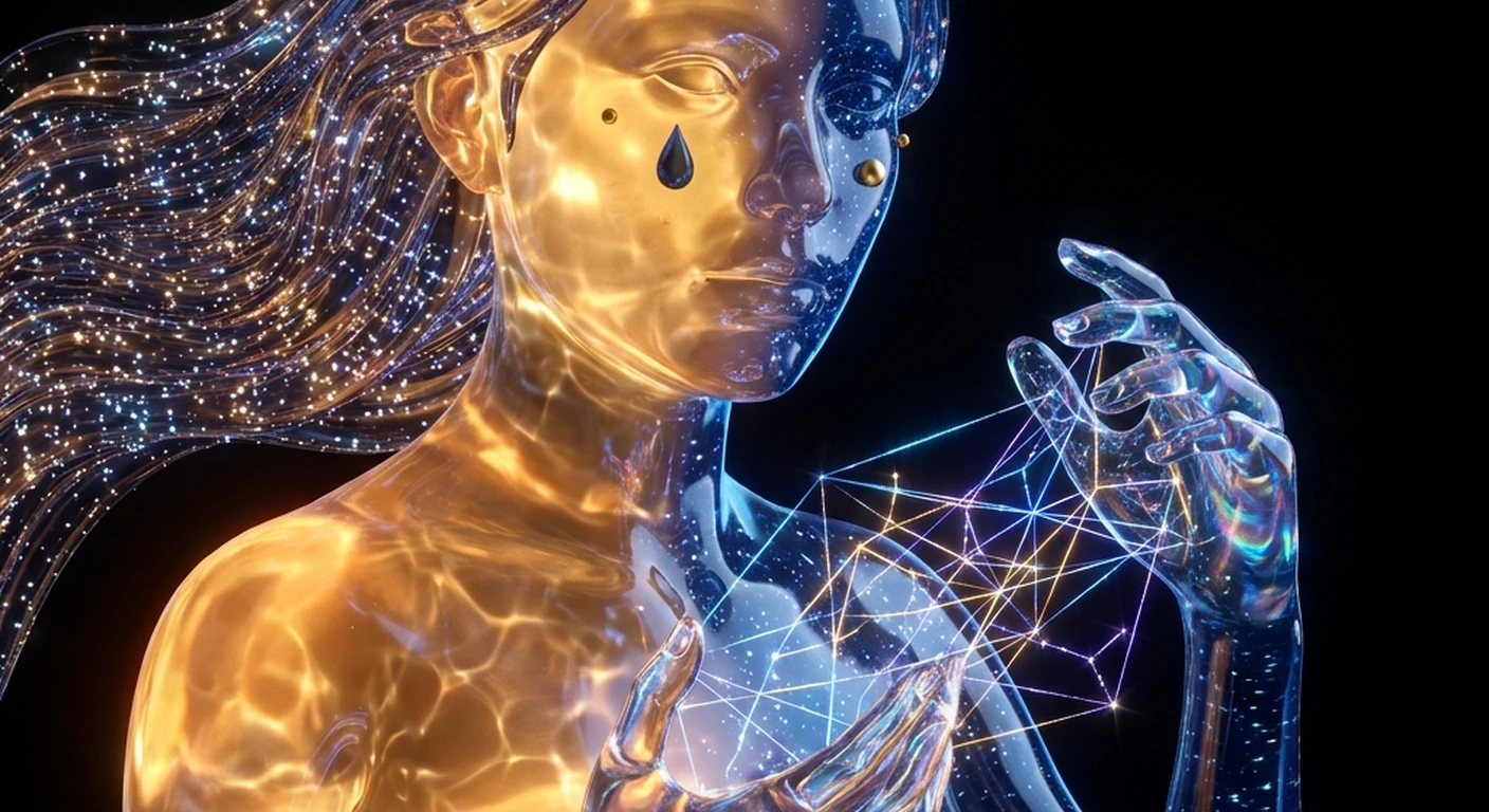 Elara, Starweave Guardian, cinematic landscape banner with fractal dimensions and prismatic portals